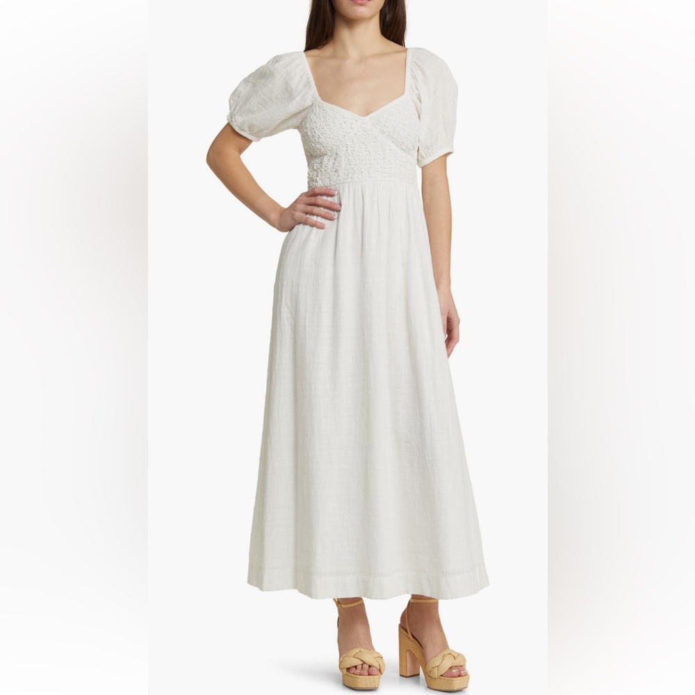 Topshop White Puff Sleeve Maxi Dress